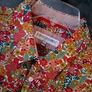 John Lennon Men's 2XL Multicolor Allover Floral Long Sleeve Shirt Beatles Disco